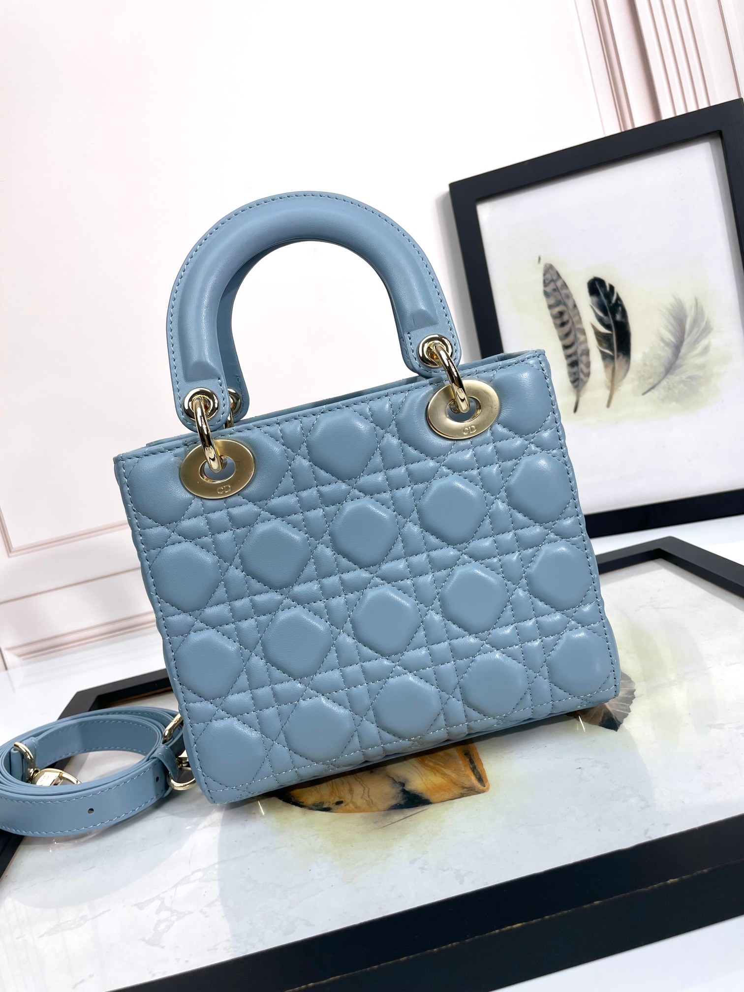 Small Lady Dior My ABCDior Bag Sky Blue Cannage Lambskin